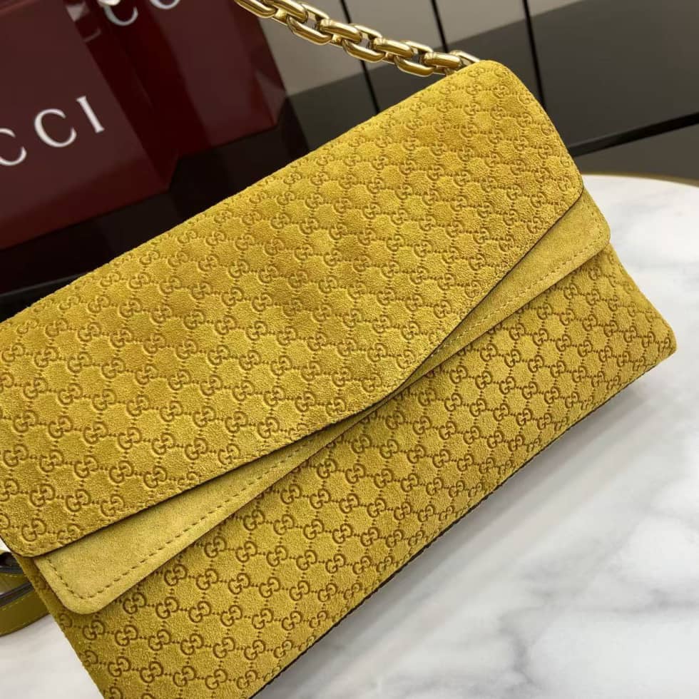 Gucci Suede Embossed Leather Medium Yellow Shoulder Bag_4_158360 Gucci Suede Embossed Leather Medium Yellow Shoulder Bag