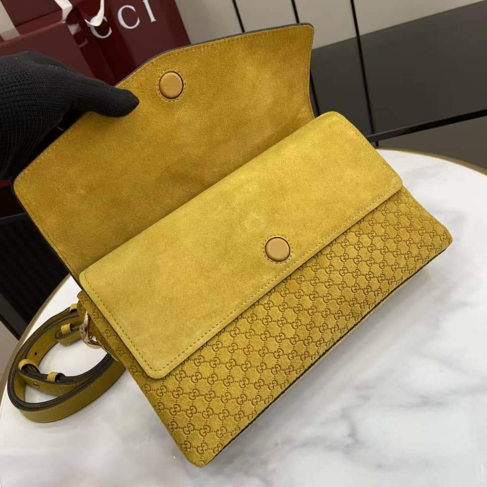 Gucci Suede Embossed Leather Medium Yellow Shoulder Bag_6_158360 Gucci Suede Embossed Leather Medium Yellow Shoulder Bag
