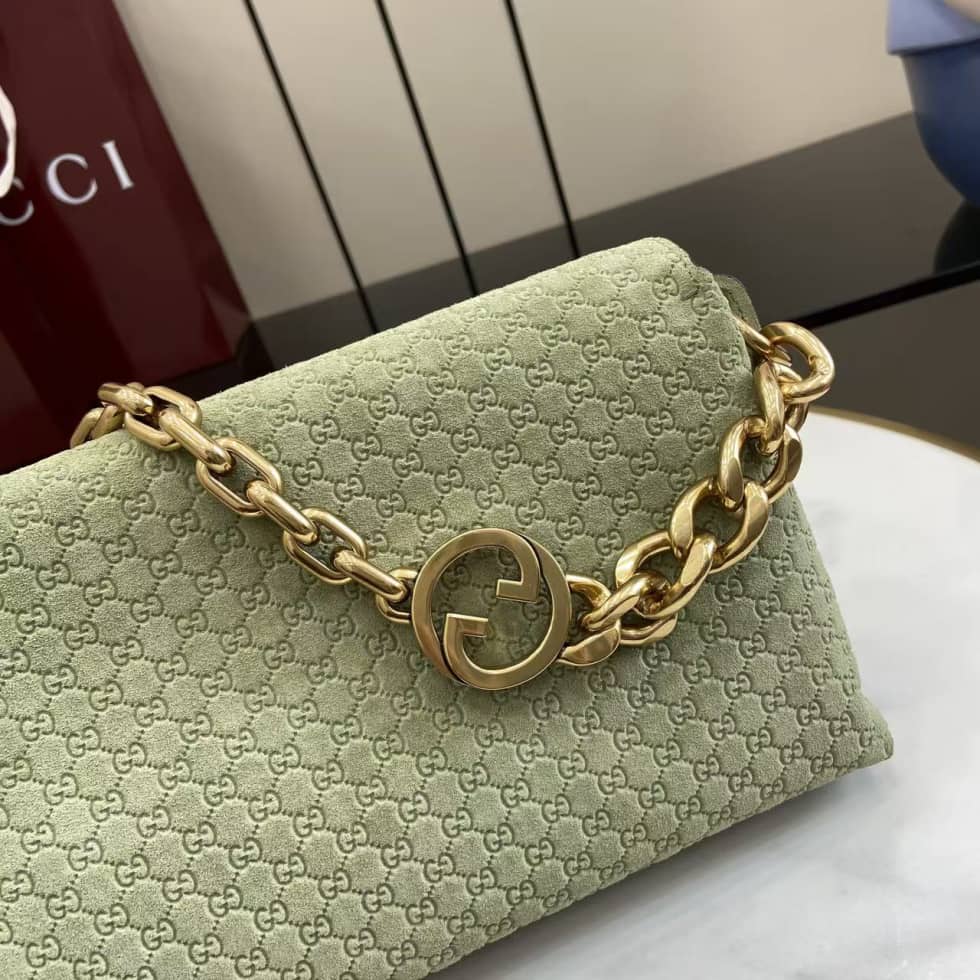 Gucci Suede Embossed Leather Medium Green Shoulder Bag_5_158370 Gucci Suede Embossed Leather Medium Green Shoulder Bag