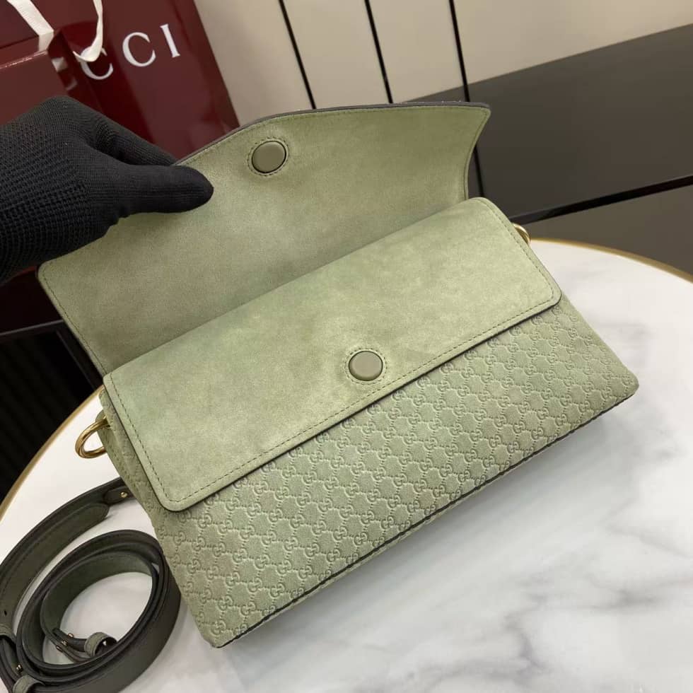 Gucci Suede Embossed Leather Medium Green Shoulder Bag_6_158370 Gucci Suede Embossed Leather Medium Green Shoulder Bag