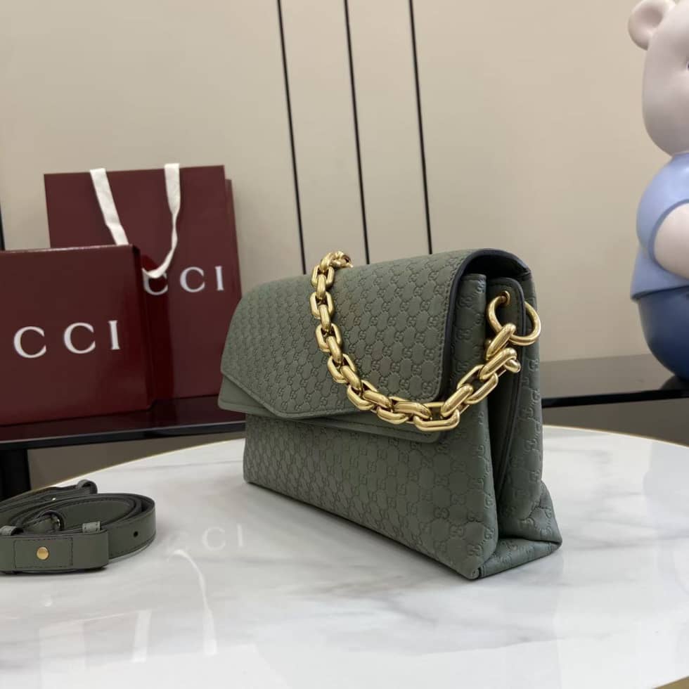 Gucci Suede Embossed Leather Medium Green Shoulder Bag_2_158420 Gucci Suede Embossed Leather Medium Green Shoulder Bag