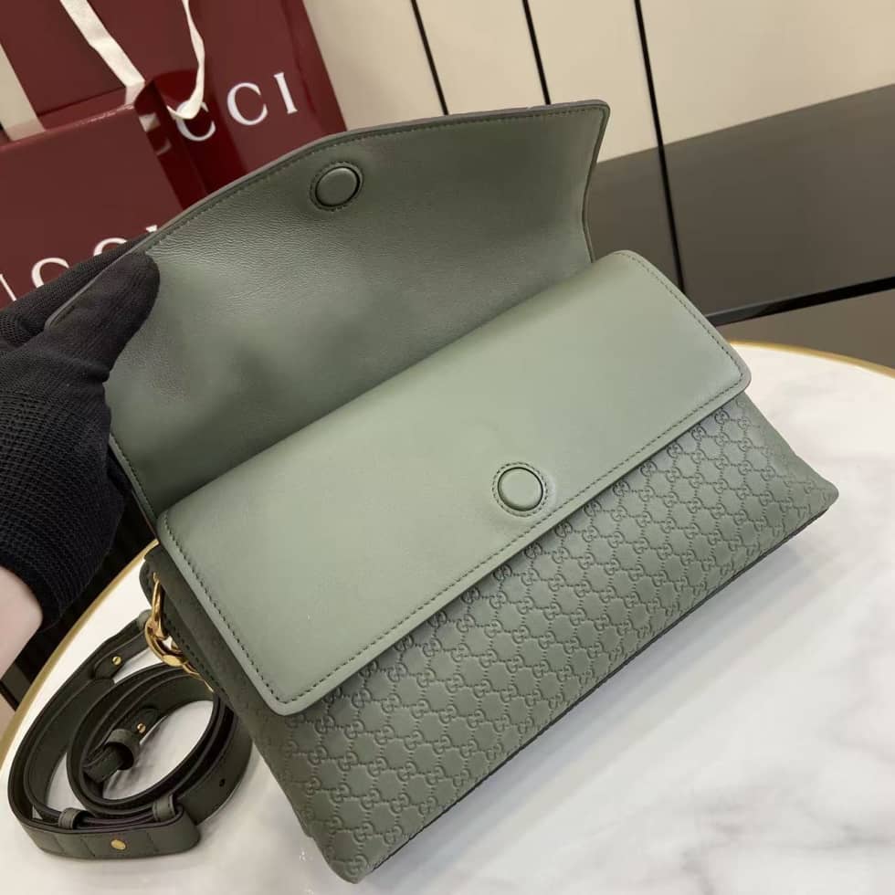 Gucci Suede Embossed Leather Medium Green Shoulder Bag_6_158420 Gucci Suede Embossed Leather Medium Green Shoulder Bag