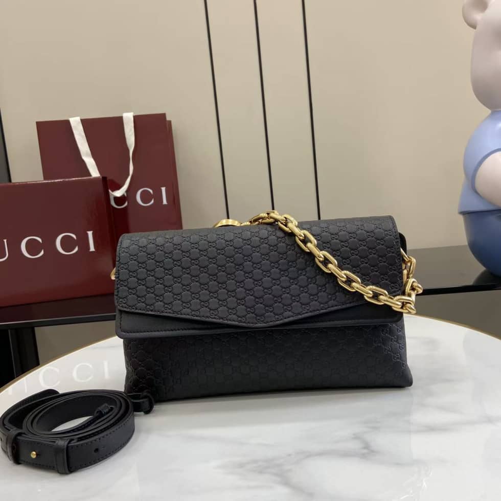 Gucci Suede Embossed Leather Medium Black Shoulder Bag_10_158430 Gucci Suede Embossed Leather Medium Black Shoulder Bag
