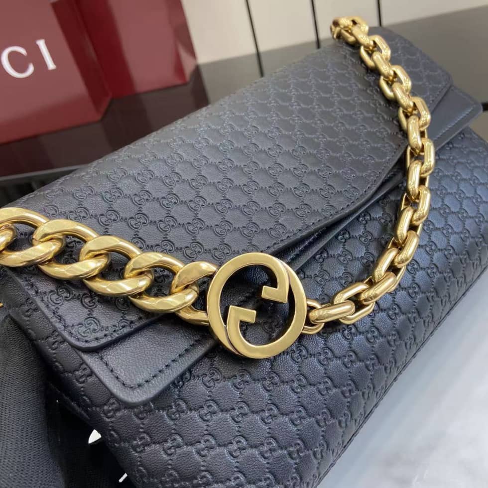 Gucci Suede Embossed Leather Medium Black Shoulder Bag_5_158430 Gucci Suede Embossed Leather Medium Black Shoulder Bag