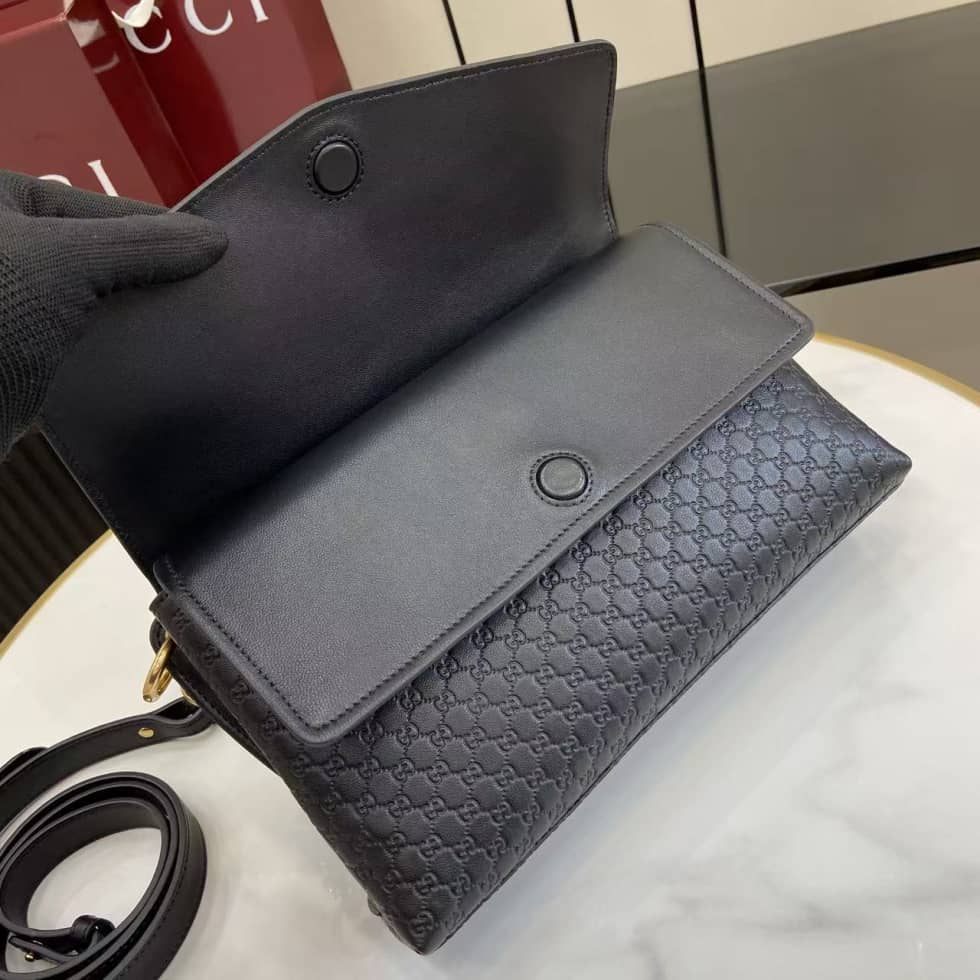 Gucci Suede Embossed Leather Medium Black Shoulder Bag_6_158430 Gucci Suede Embossed Leather Medium Black Shoulder Bag