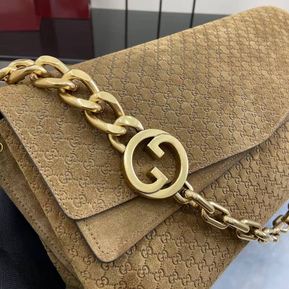 Gucci Suede Embossed Leather Brown Large Shoulder Bag_5_158460 Gucci Suede Embossed Leather Brown Large Shoulder Bag