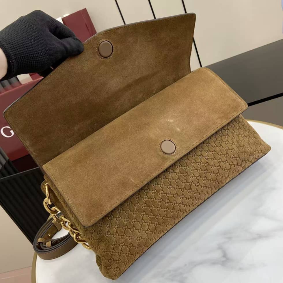 Gucci Suede Embossed Leather Brown Large Shoulder Bag_6_158460 Gucci Suede Embossed Leather Brown Large Shoulder Bag