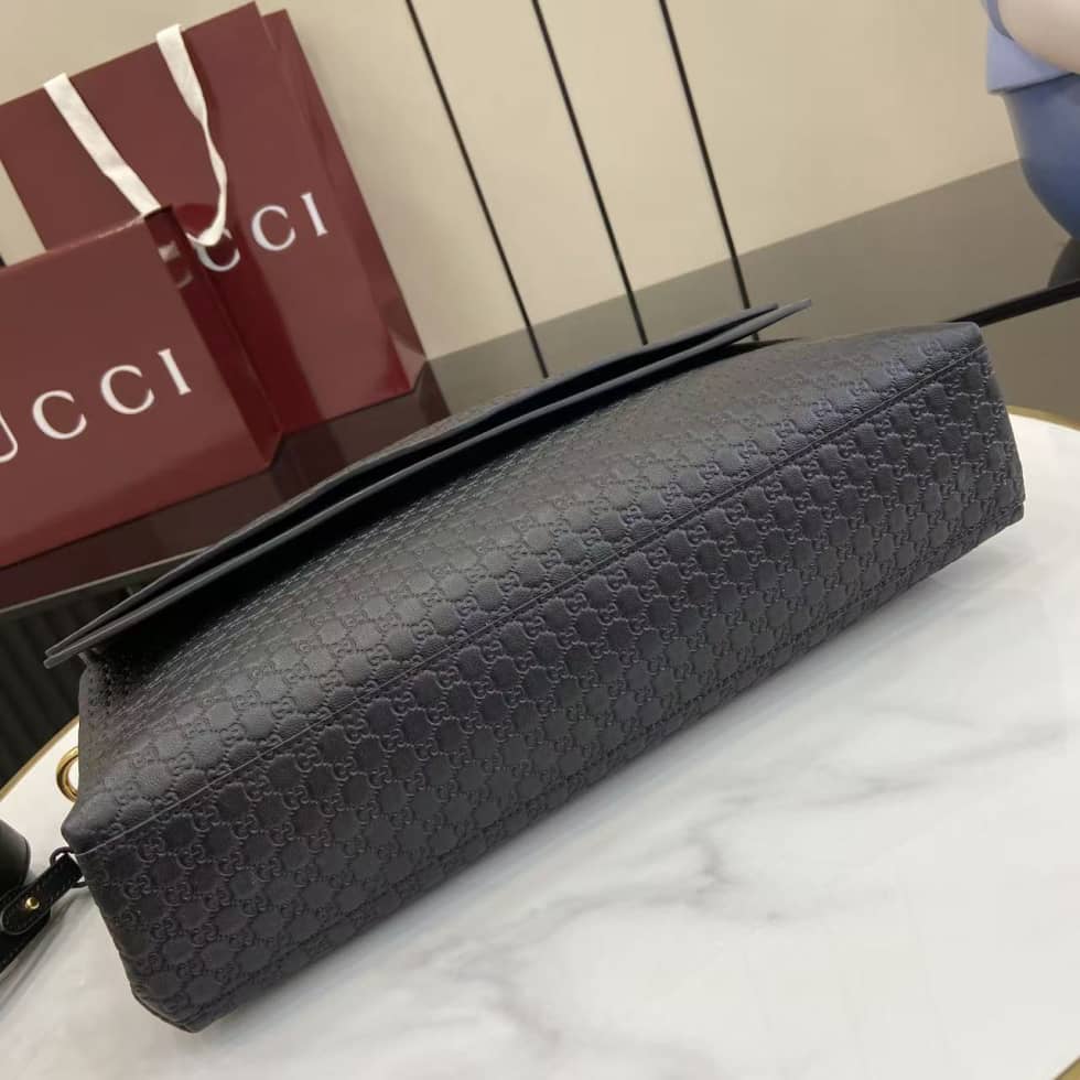 Gucci Suede Embossed Leather Black Large Shoulder Bag_3_158500 Gucci Suede Embossed Leather Black Large Shoulder Bag