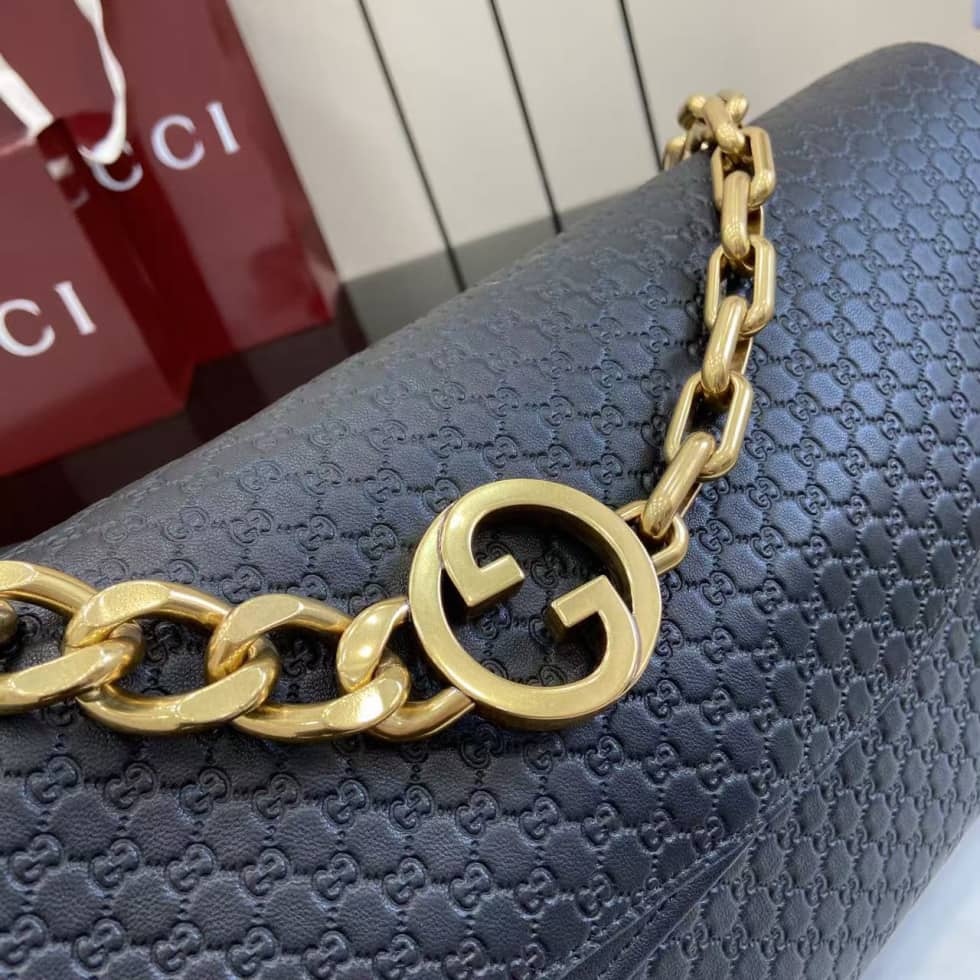 Gucci Suede Embossed Leather Black Large Shoulder Bag_4_158500 Gucci Suede Embossed Leather Black Large Shoulder Bag