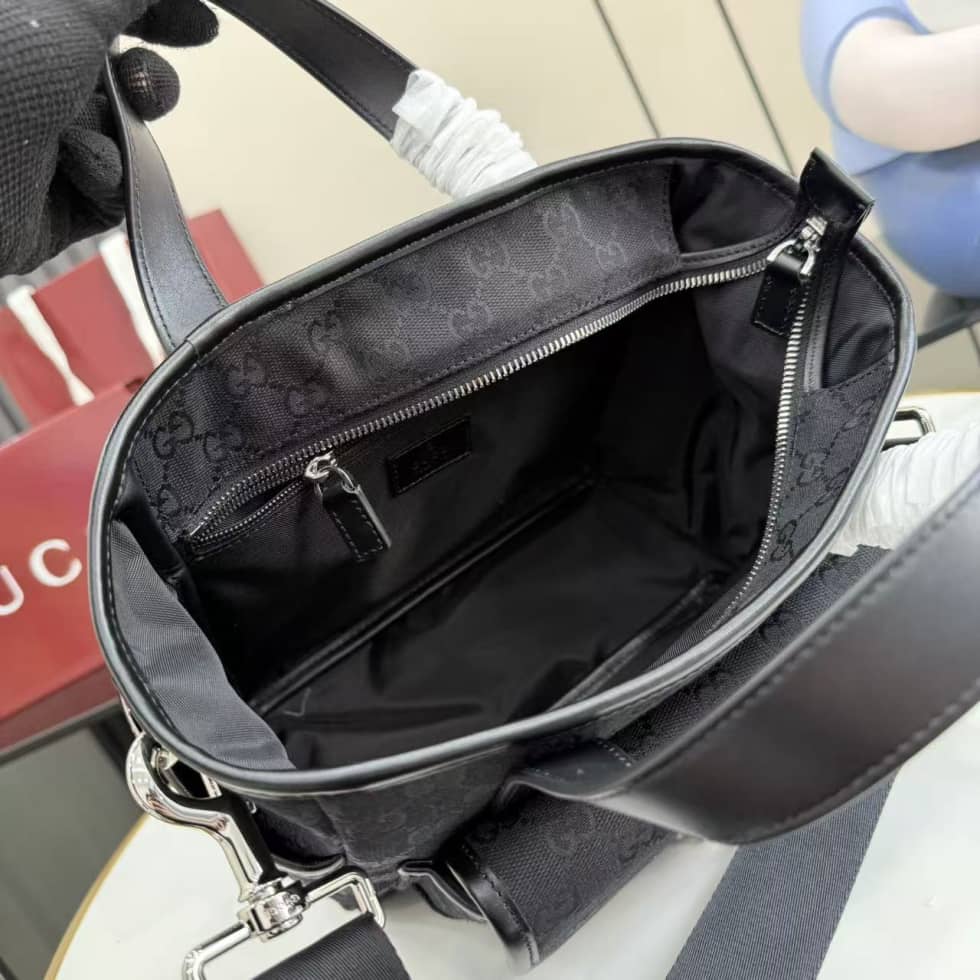 Gucci GG Canvas Small Black Tote Bag 854743_6_158520 Gucci GG Canvas Small Black Tote Bag 854743