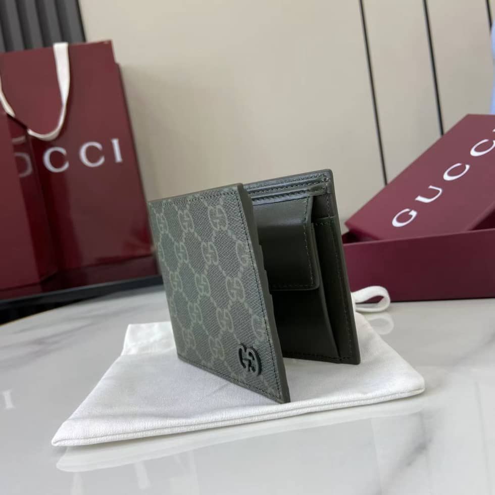 Gucci Mens GG Canvas Green Coin Wallet 768244_5_158559 Gucci Mens GG Canvas Green Coin Wallet 768244