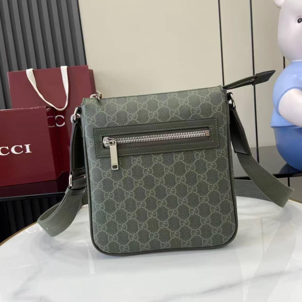 Gucci Mens Small Green Messenger Bag 792082_10_158619 Gucci Mens Small Green Messenger Bag 792082