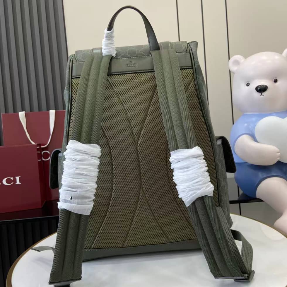 Gucci Mens GG Large Green Backpack 792080_1_158639 Gucci Mens GG Large Green Backpack 792080