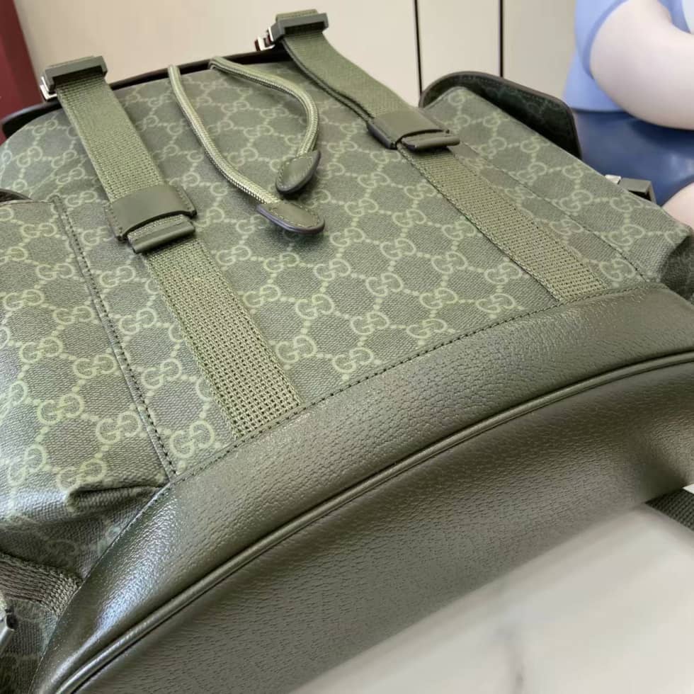 Gucci Mens GG Large Green Backpack 792080_3_158639 Gucci Mens GG Large Green Backpack 792080