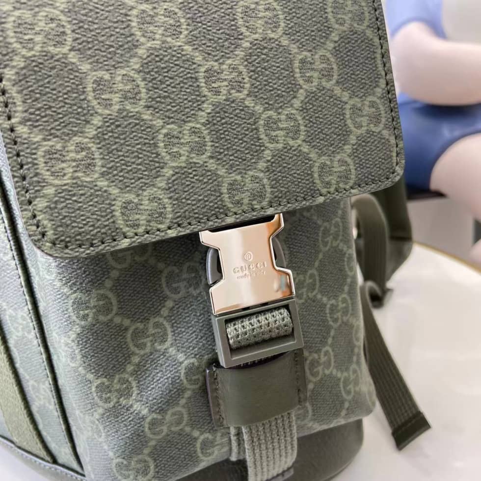 Gucci Mens GG Large Green Backpack 792080_4_158639 Gucci Mens GG Large Green Backpack 792080
