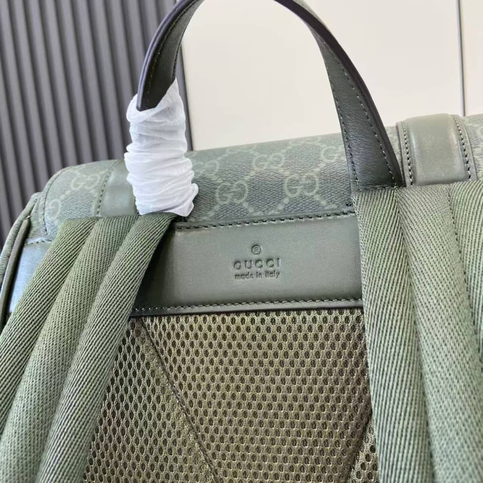 Gucci Mens GG Large Green Backpack 792080_7_158639 Gucci Mens GG Large Green Backpack 792080