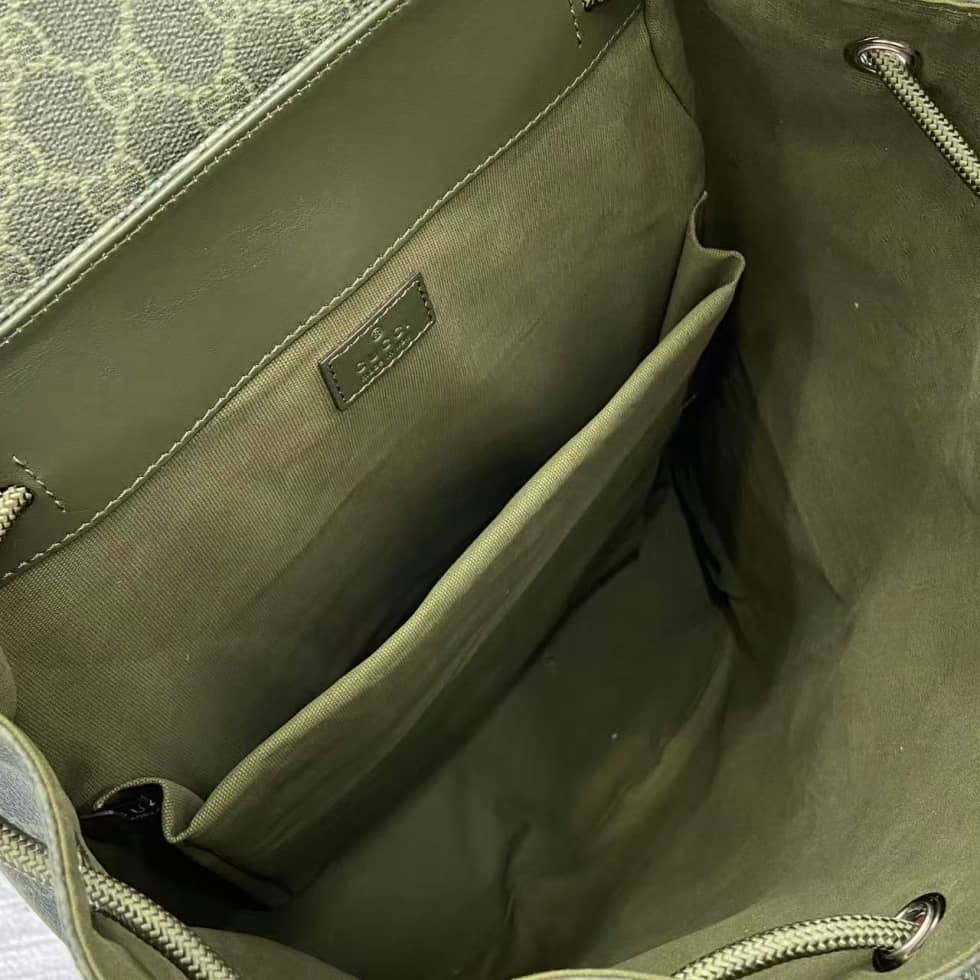 Gucci Mens GG Large Green Backpack 792080_8_158639 Gucci Mens GG Large Green Backpack 792080
