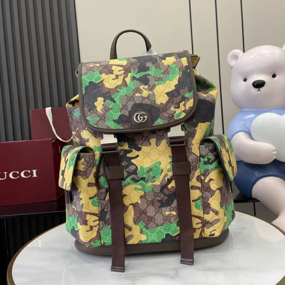 Gucci Mens Large Brown Camo Backpack 839110_10_158669 Gucci Mens Large Brown Camo Backpack 839110