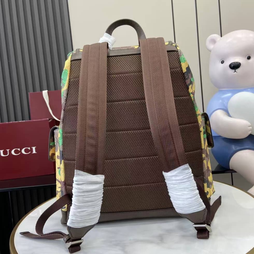 Gucci Mens Large Brown Camo Backpack 839110_1_158669 Gucci Mens Large Brown Camo Backpack 839110