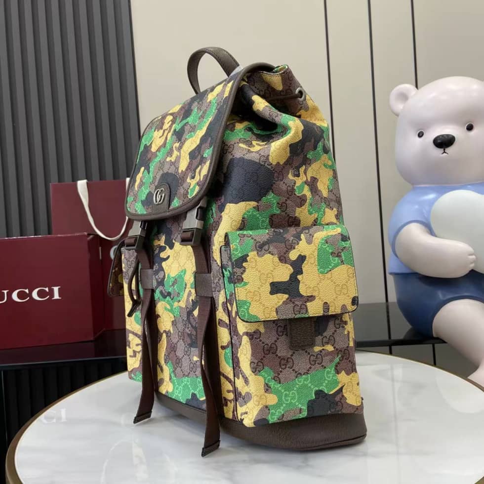 Gucci Mens Large Brown Camo Backpack 839110_2_158669 Gucci Mens Large Brown Camo Backpack 839110