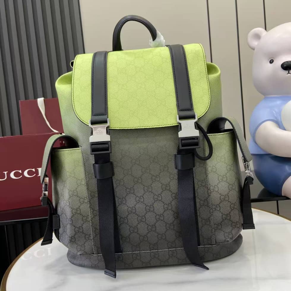 Gucci Chroma Large Gradient Green Backpack 792080_10_158699 Gucci Chroma Large Gradient Green Backpack 792080
