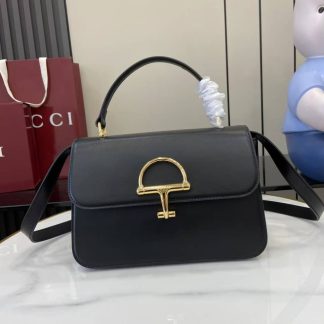Gucci Siena Leather Medium Black Top Handle Bag
