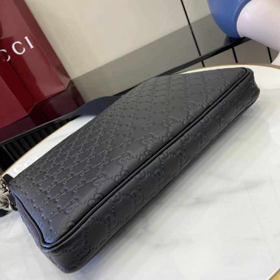 Gucci Medium GG Emblem Black Shoulder Bag 850214_3_158969 Gucci Medium GG Emblem Black Shoulder Bag 850214