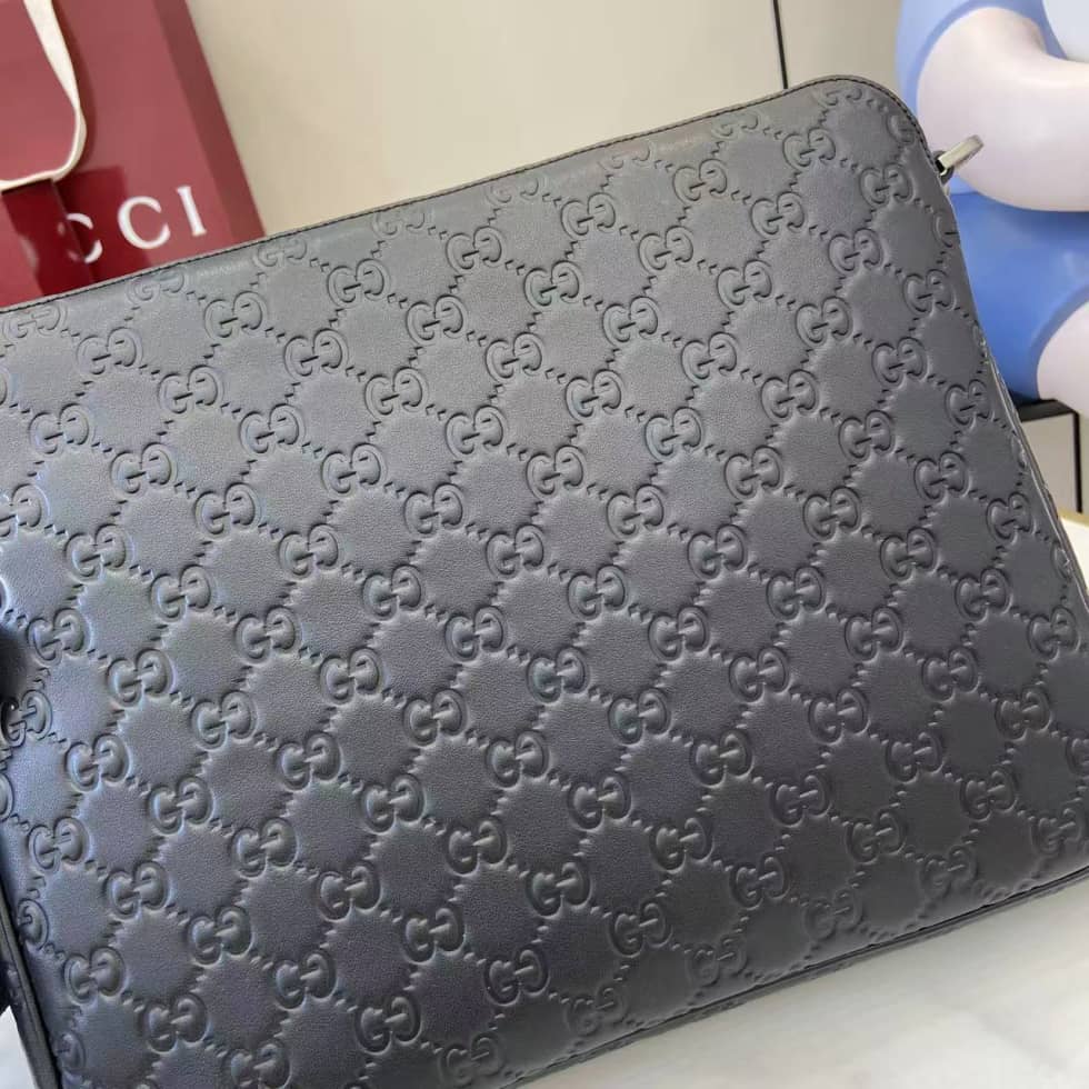 Gucci Medium GG Emblem Black Shoulder Bag 850214_4_158969 Gucci Medium GG Emblem Black Shoulder Bag 850214