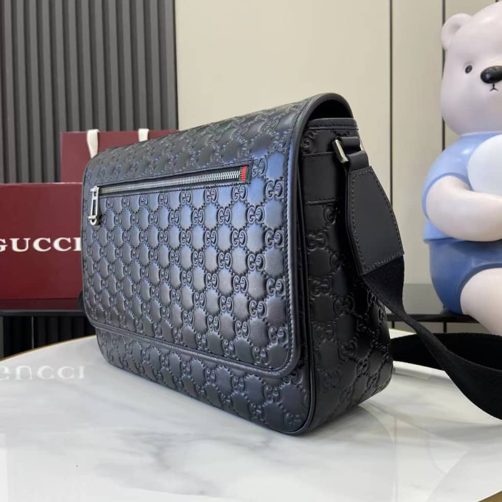 Gucci GG Emblem Medium Black Crossbody Bag 850235_2_158979 Gucci GG Emblem Medium Black Crossbody Bag 850235