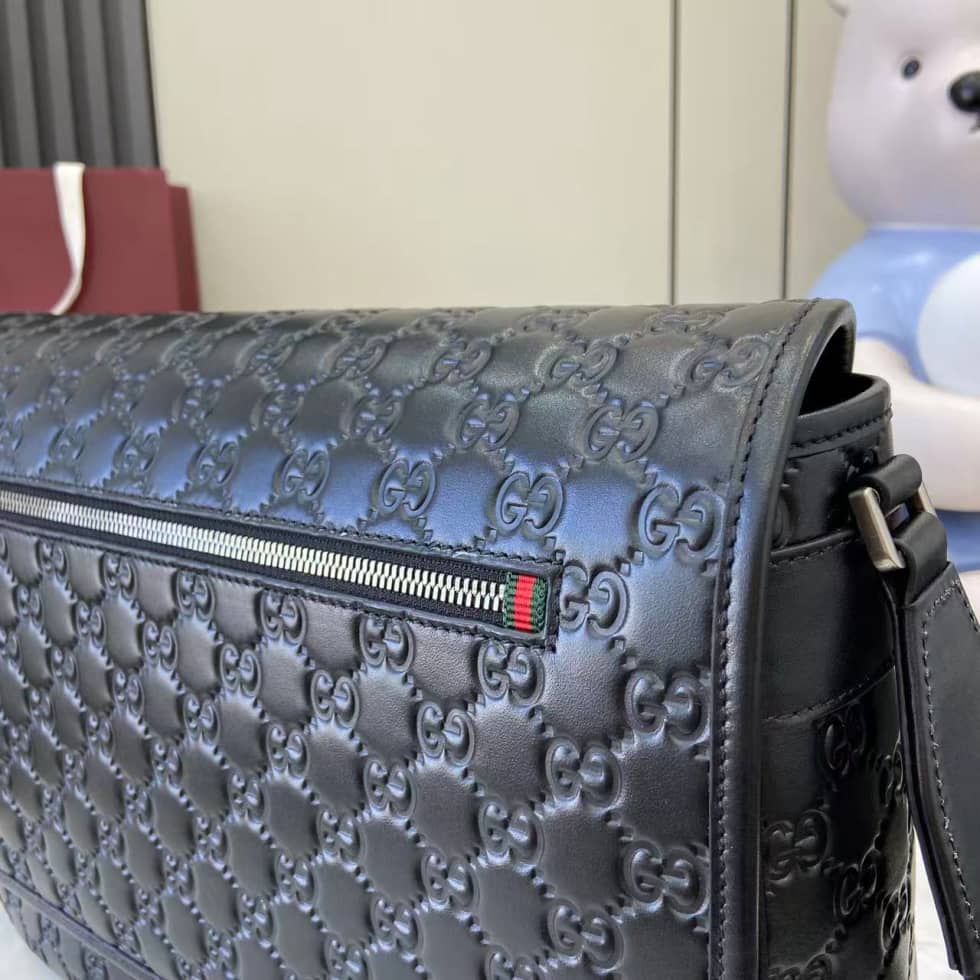 Gucci GG Emblem Medium Black Crossbody Bag 850235_4_158979 Gucci GG Emblem Medium Black Crossbody Bag 850235
