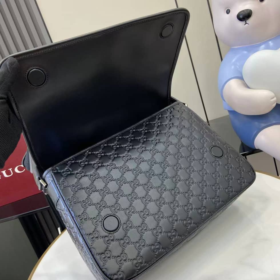 Gucci GG Emblem Medium Black Crossbody Bag 850235_6_158979 Gucci GG Emblem Medium Black Crossbody Bag 850235
