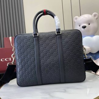 Gucci GG Emblem Large Black Briefcase 850222