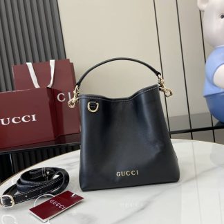 Gucci GG Emblem Small Black Bucket Bag 816118