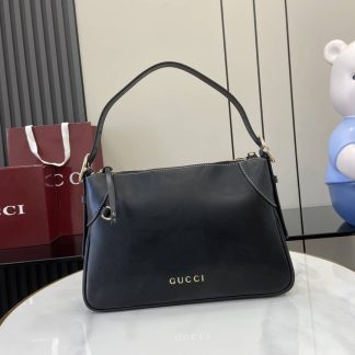 Gucci GG Emblem Medium Black Shoulder Bag 815216