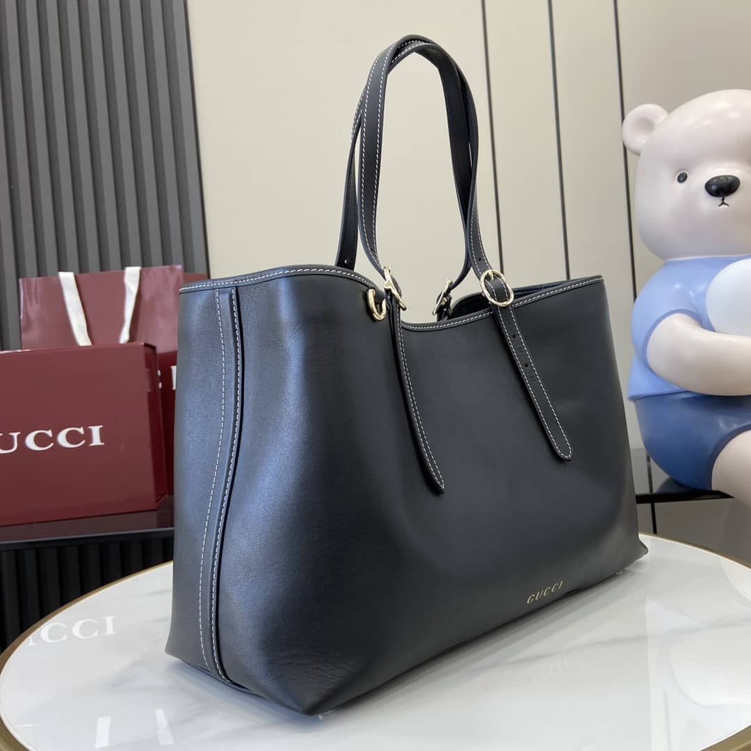 Gucci GG Emblem Large Black Tote Bag 815213_2_159129 Gucci GG Emblem Large Black Tote Bag 815213