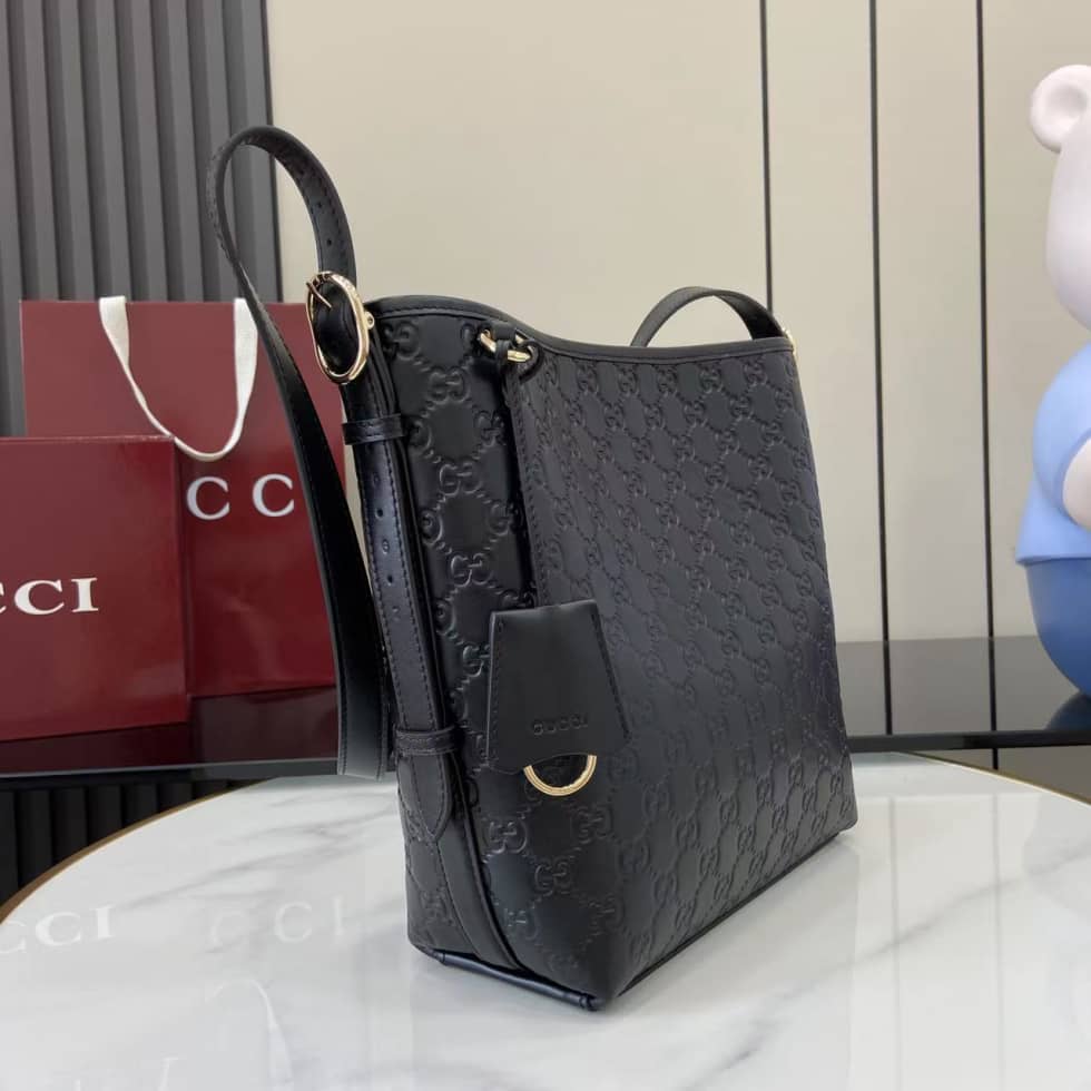 Gucci GG Emblem Small Black Shoulder Bag 848881_1_159159 Gucci GG Emblem Small Black Shoulder Bag 848881