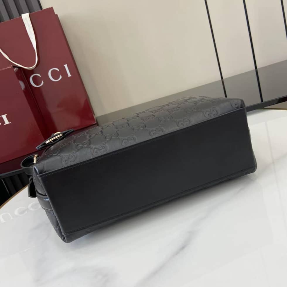 Gucci GG Emblem Small Black Shoulder Bag 848881_3_159159 Gucci GG Emblem Small Black Shoulder Bag 848881