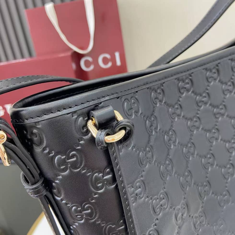 Gucci GG Emblem Small Black Shoulder Bag 848881_4_159159 Gucci GG Emblem Small Black Shoulder Bag 848881