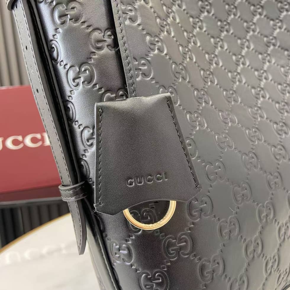 Gucci GG Emblem Small Black Shoulder Bag 848881_6_159159 Gucci GG Emblem Small Black Shoulder Bag 848881