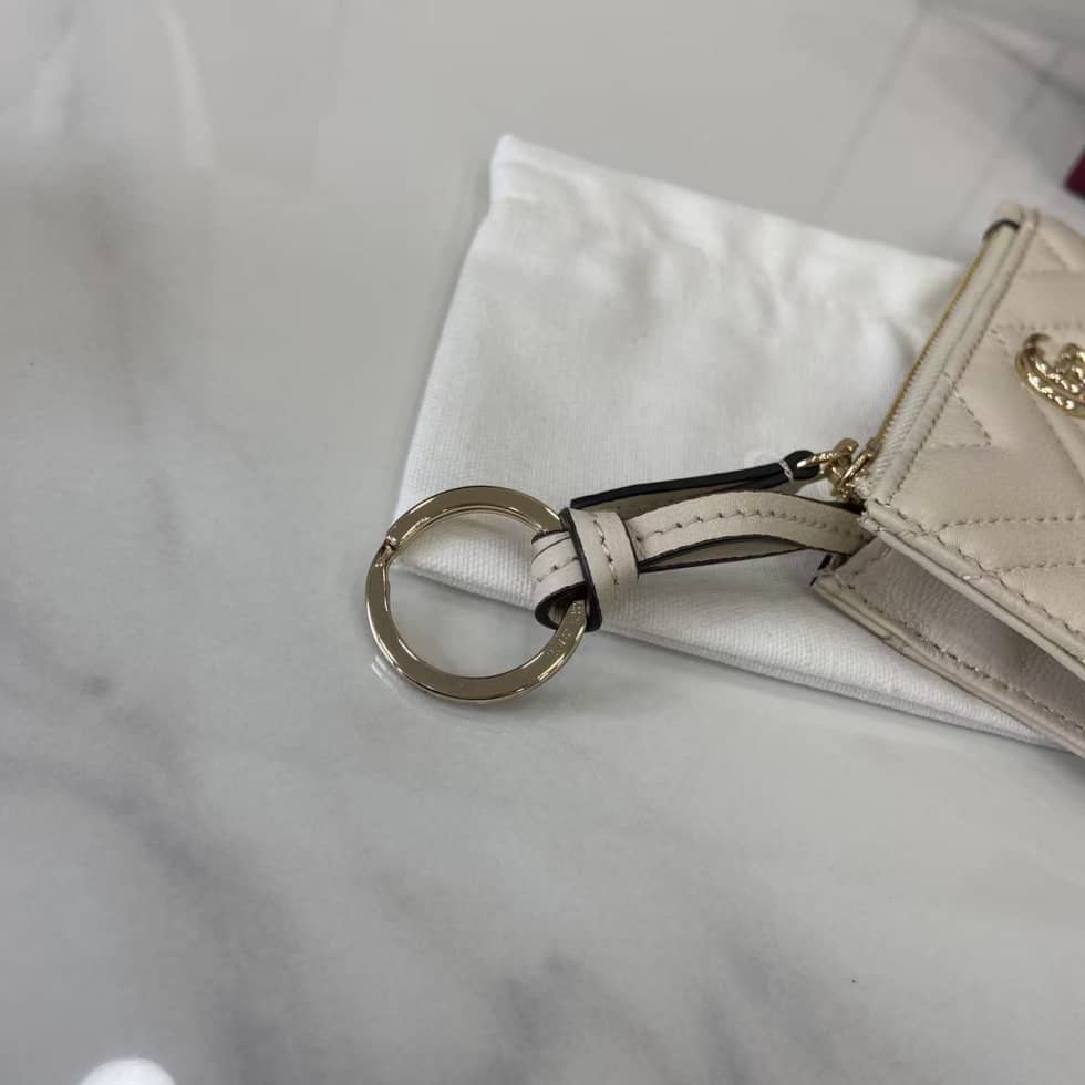 Gucci GG Marmont Zip White Key Pouch 837747_3_159269 Gucci GG Marmont Zip White Key Pouch 837747