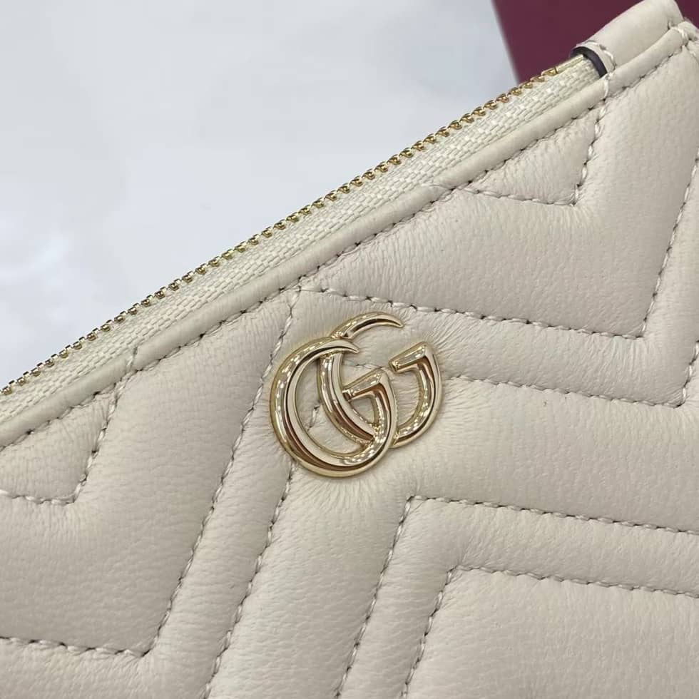 Gucci GG Marmont Zip White Key Pouch 837747_5_159269 Gucci GG Marmont Zip White Key Pouch 837747