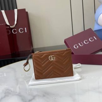 Gucci GG Marmont Zip Brown Key Pouch 837747