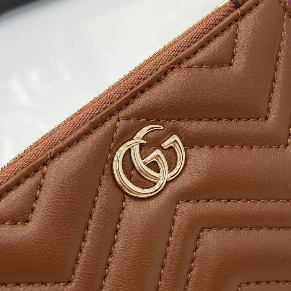 Gucci GG Marmont Zip Brown Key Pouch 837747_4_159339 Gucci GG Marmont Zip Brown Key Pouch 837747