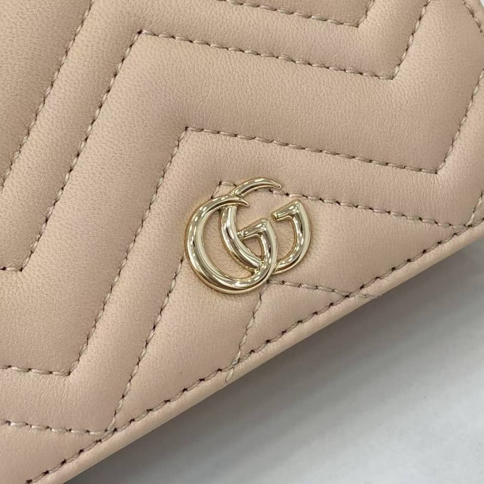 Gucci GG Marmont Pink Bi-fold Wallet 466492_4_159369 Gucci GG Marmont Pink Bi-fold Wallet 466492