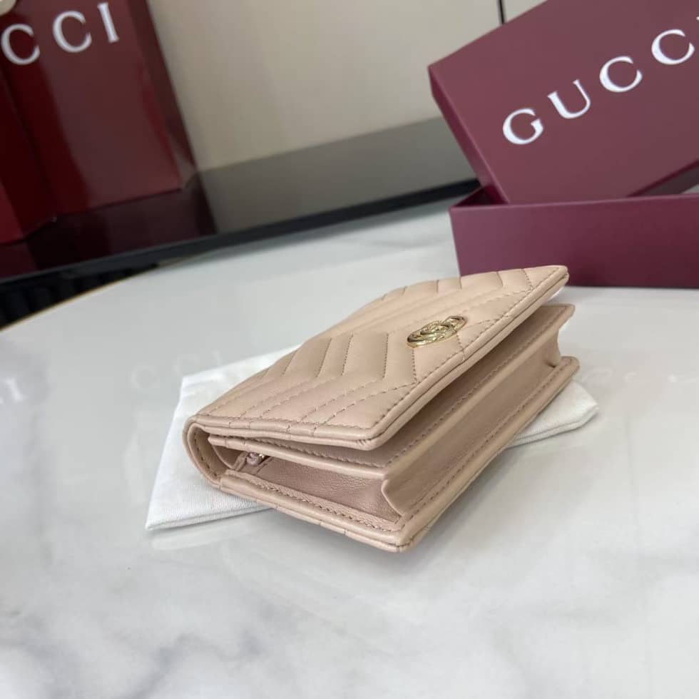 Gucci GG Marmont Pink Bi-fold Wallet 466492_6_159369 Gucci GG Marmont Pink Bi-fold Wallet 466492
