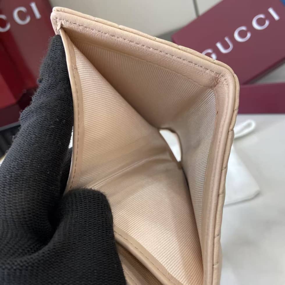Gucci GG Marmont Pink Bi-fold Wallet 466492_8_159369 Gucci GG Marmont Pink Bi-fold Wallet 466492