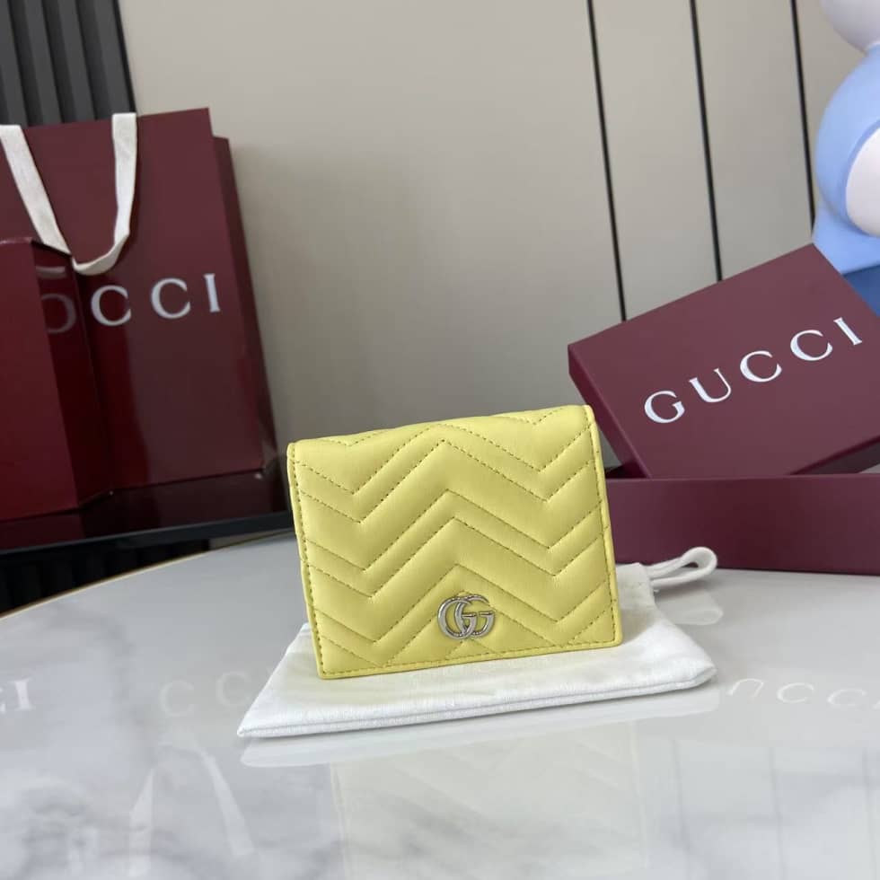 Gucci GG Marmont Yellow Bi-fold Wallet 466492_10_159379 Gucci GG Marmont Yellow Bi-fold Wallet 466492