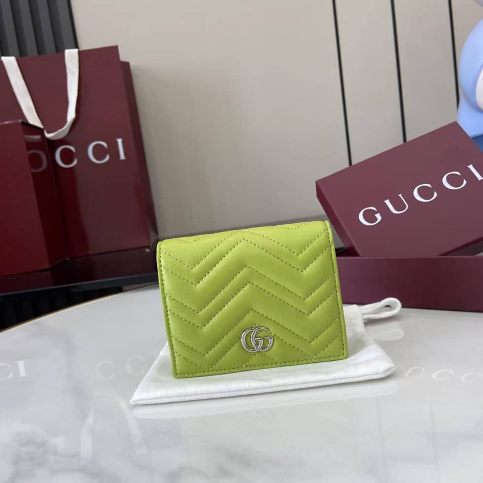 Gucci GG Marmont Green Bi-fold Wallet 466492_9_159389 Gucci GG Marmont Green Bi-fold Wallet 466492