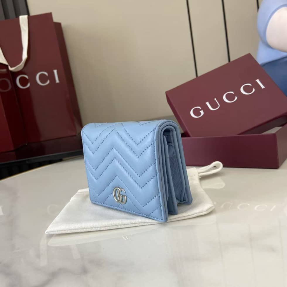 Gucci GG Marmont Light Blue Bi-fold Wallet 466492_2_159398 Gucci GG Marmont Light Blue Bi-fold Wallet 466492