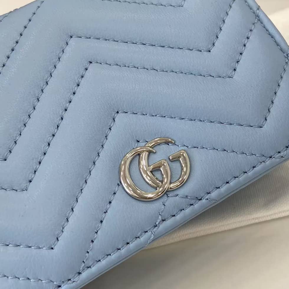 Gucci GG Marmont Light Blue Bi-fold Wallet 466492_4_159398 Gucci GG Marmont Light Blue Bi-fold Wallet 466492